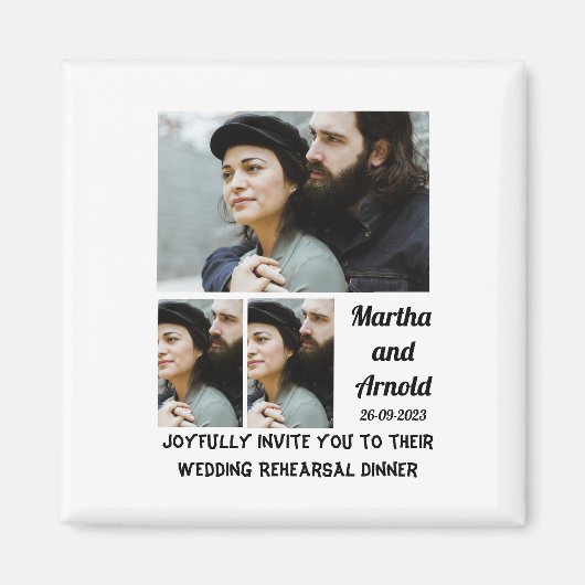 Hochzeitsessen Probe Brauch 3 FotoCollage Magnet (Vorne)