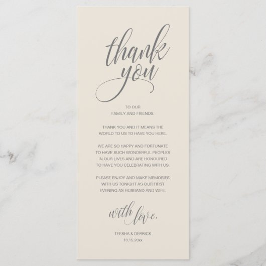 Hochzeitsessen Probe Danke Karte (Vorderseite)