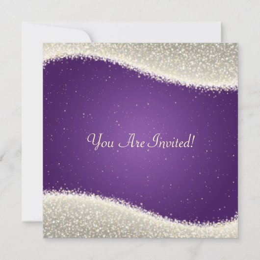 Hochzeitsessen Probe Dazzling Glitzern Lila Einladung (Rückseite)