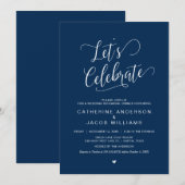 Hochzeitsessen Probe, einfaches Navy Blue Script Einladung (Vorne/Hinten)