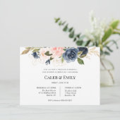 Hochzeitsessen Probe einladen | Marine und Blush Einladung (Stehend Vorderseite)