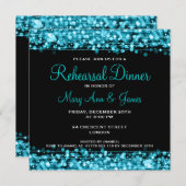 Hochzeitsessen Probe Glitzern Türkis Einladung (Vorne/Hinten)