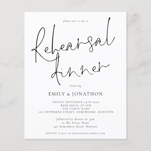 Hochzeitsessen Probe mit Bildereinladung (Vorderseite)