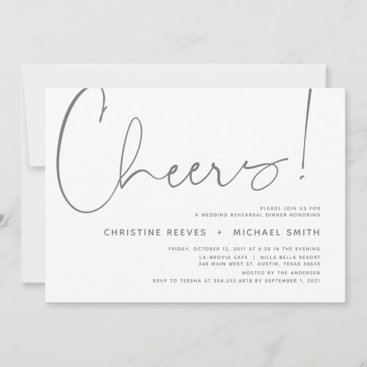 Hochzeitsessen Probe, Modernes Minimalistisches Th Einladung (Vorderseite)