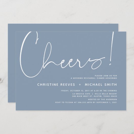 Hochzeitsessen Probe, Modernes Minimalistisches Th Einladung (Vorne/Hinten)