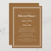 Hochzeitsessen Probe Modernes Rustikales Chic Brow Einladung (Vorne/Hinten)