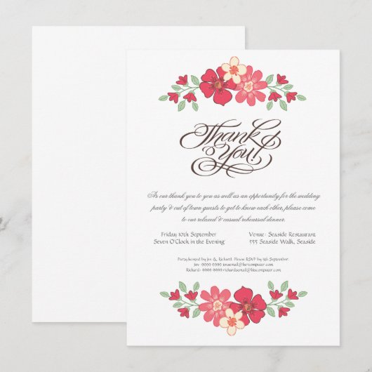 Hochzeitsessen Probe Rustikale Blume Einladung (Vorne/Hinten)