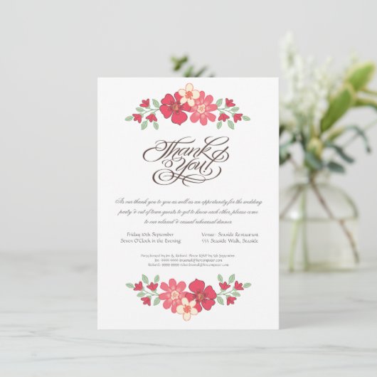 Hochzeitsessen Probe Rustikale Blume Einladung (Stehend Vorderseite)