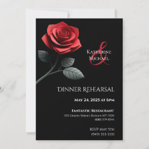Hochzeitsessen Probe-Single Rote Rose- Einladung