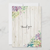 Hochzeitsessen Probe Sukkulent Rustikales Holz Einladung (Rückseite)