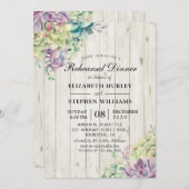 Hochzeitsessen Probe Sukkulent Rustikales Holz Einladung (Vorne/Hinten)