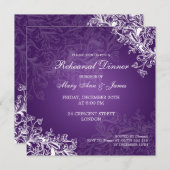 Hochzeitsessen Probe Vintagen Wirbel Lila Einladung (Vorne/Hinten)