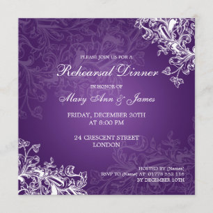 Hochzeitsessen Probe Vintagen Wirbel Lila Einladung