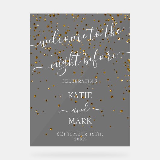 Hochzeitsessen Probe Willkommen Schwarz Mattiert Acrylschild (Vorderseite)