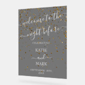 Hochzeitsessen Probe Willkommen Schwarz Mattiert Acrylschild (Winkel)