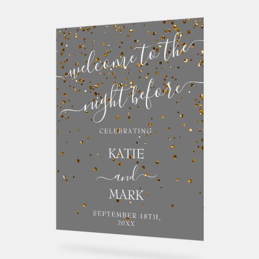 Hochzeitsessen Probe Willkommen Schwarz Mattiert Acrylschild (Winkel)