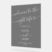 Hochzeitsessen Probe Willkommen Schwarz Mattiert Acrylschild (Winkel)