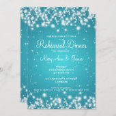 Hochzeitsessen Probe Winter Sparkle Türkis Einladung (Vorne/Hinten)