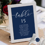 Hochzeitsessen, romanische Gastsitzkarte, Tischnummer<br><div class="desc">Hochzeitsessen Gästekarte,  Modern Romance Navy Blue Thema. Passen Sie den Text an und / oder entfernen und füllen Sie mit Ihrem Hochzeitskonzert themed.</div>