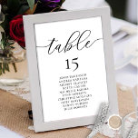 Hochzeitsessen, romanische Gastsitzkarte, Tischnummer<br><div class="desc">Hochzeitsessen Tischkarte,  Modern Romance Black and White Thema. Passen Sie den Text an und / oder entfernen und füllen Sie mit Ihrem Hochzeitskonzert themed.</div>