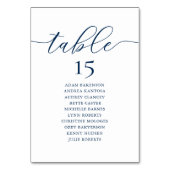 Hochzeitsessen, romantische Sitzkarte, Navy Blue Tischnummer (Rückseite)