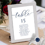 Hochzeitsessen, romantische Sitzkarte, Navy Blue Tischnummer<br><div class="desc">Hochzeitsdinner,  Gästekarte,  Moderne Romantische Navy Blue Themen. Passen Sie den Text an und / oder entfernen und füllen Sie mit Ihrem Hochzeitskonzert themed.</div>
