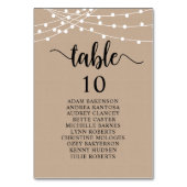 Hochzeitsessen, rustikale Gäste Sitzkarte Tischnummer (Vorderseite)