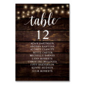 Hochzeitsessen, rustikale Gäste Sitzkarte Tischnummer (Vorderseite)