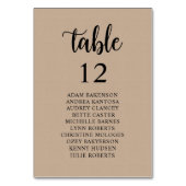 Hochzeitsessen, rustikale Gäste Sitzkarte Tischnummer (Rückseite)