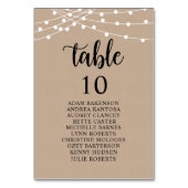 Hochzeitsessen, rustikale Gäste Sitzkarte Tischnummer (Rückseite)