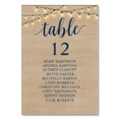 Hochzeitsessen, rustikale Gästekarte Tischnummer (Rückseite)