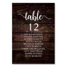 Hochzeitsessen, rustikale Gästekarte