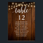 Hochzeitsessen, rustikale Gästekarte Tischnummer<br><div class="desc">Hochzeitsessen Gast Tischkarte,  Moderne rustikale Schrift,  Streichlichter,  Hütte Dunkler Holz Hintergrund Passen Sie den Text mit Ihren Gastnamen und Tischnummer für Hochzeitsessen an.</div>
