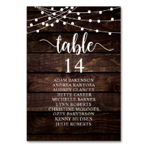 Hochzeitsessen, rustikale Gästekarte