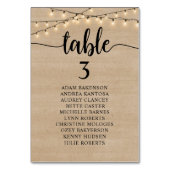 Hochzeitsessen, rustikale Kraft, Sitzkarte Tischnummer (Rückseite)