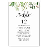 Hochzeitsessen, Sitzplan der Gäste, Grünflächen Tischnummer (Vorderseite)