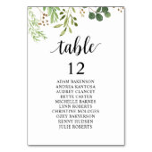 Hochzeitsessen, Sitzplan der Gäste, Grünflächen Tischnummer (Rückseite)