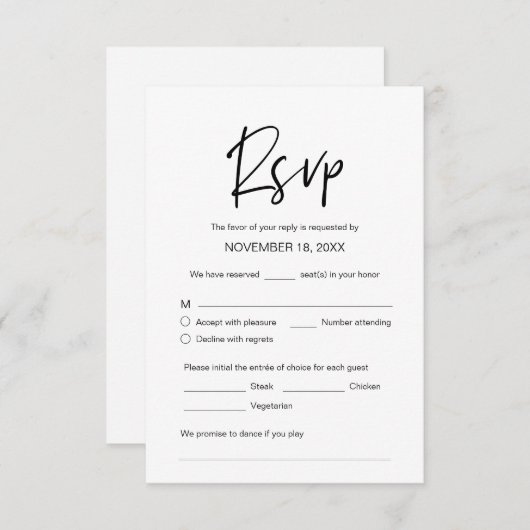 Hochzeitsessen, UAWG, Abendessen, Liedanfrage Begleitkarte (Vorne/Hinten)