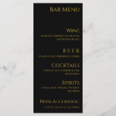 Hochzeitsessen und Bar Menu-Black und Gold- Menükarte (Rückseite)