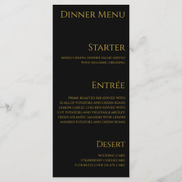 Hochzeitsessen und Bar Menu-Black und Gold- Menükarte
