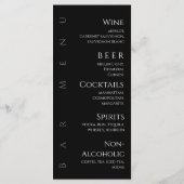 Hochzeitsessen und Bar Menu-Black und Weiß- Menükarte (Rückseite)