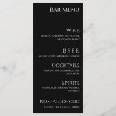 Hochzeitsessen und Bar Menu-Black und Weiß- Menükarte (Rückseite)