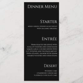Hochzeitsessen und Bar Menu-Black und Weiß- Menükarte