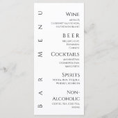 Hochzeitsessen und Bar Menu-Black und Weiß- Menükarte (Rückseite)