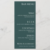 Hochzeitsessen und Bar Menu-Blau und Weiß- Menükarte (Rückseite)