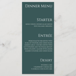Hochzeitsessen und Bar Menu-Blau und Weiß- Menükarte