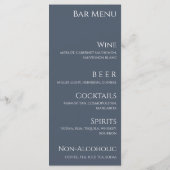 Hochzeitsessen und Bar Menu-Blau und Weiß- Menükarte (Rückseite)