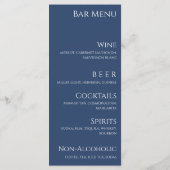 Hochzeitsessen und Bar Menu (dunkelblau und weiß) Menükarte (Rückseite)