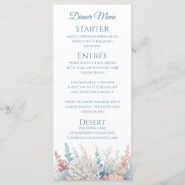 Hochzeitsessen und Bar Menu Pastel Coral Reef Menükarte