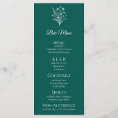 Hochzeitsessen und Bar Menu-Wildblume Elegante Menükarte (Rückseite)